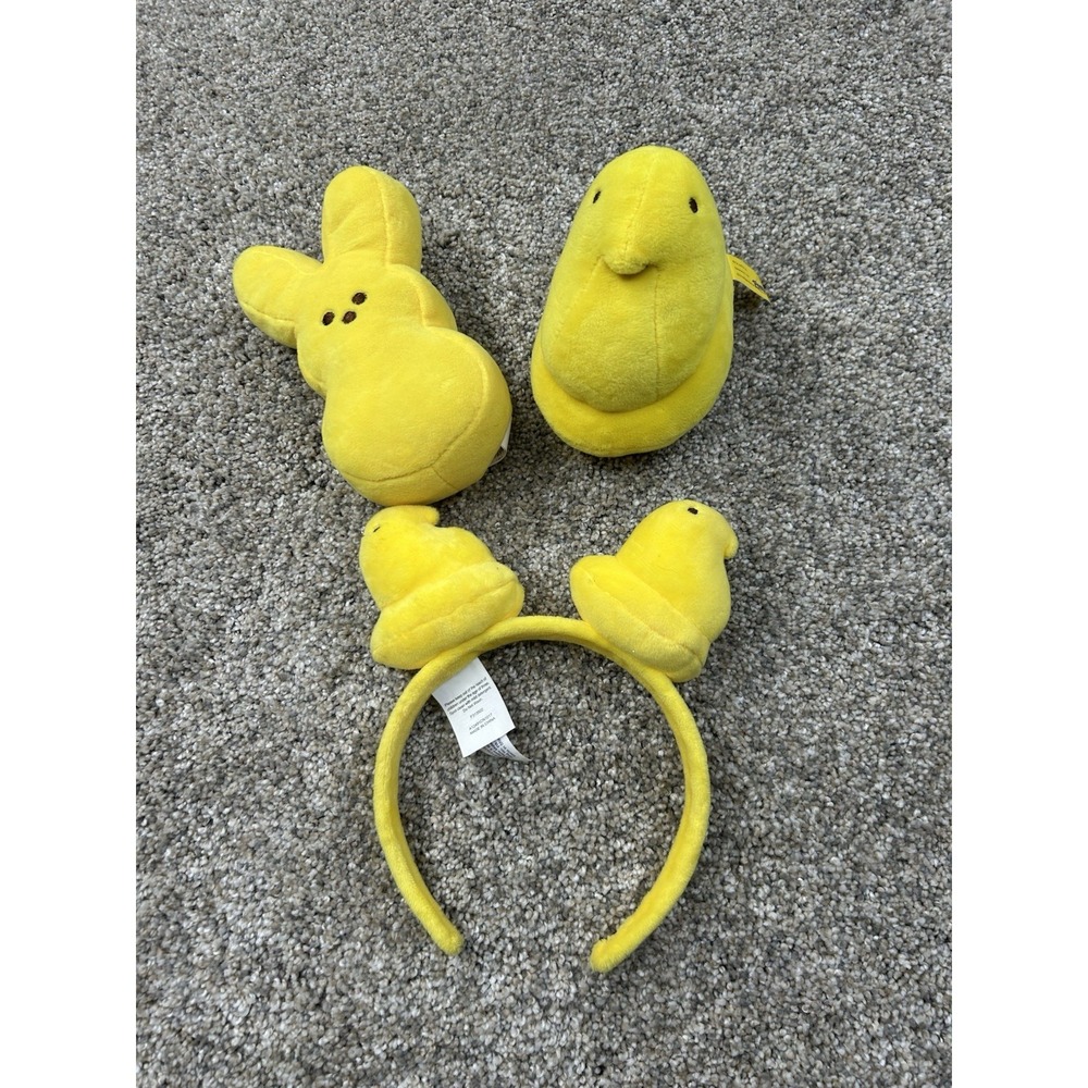 Peeps Yellow Plush Bunny & Chick And Chick Headband - Stuffed Easter Accessories